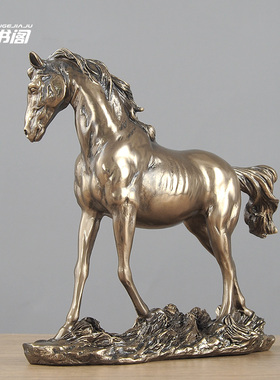 冷铸铜马摆件轻奢工艺品小精致马到成功摆设马上封侯发财
