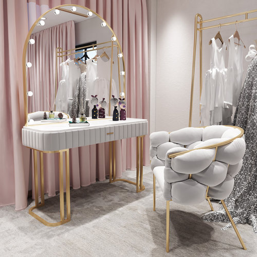 影楼化妆台带灯彩妆婚纱店梳妆台专业化妆师美甲美容院专用化妆桌 - 图0