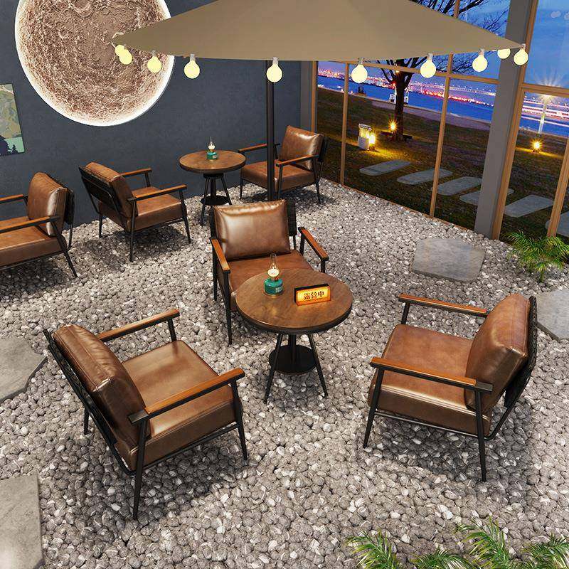 复古工业风酒馆组合休闲甜品奶茶店咖啡厅桌椅餐厅茶楼沙发椅网红,淘宝优惠券,粉丝福利购,淘宝优惠卷