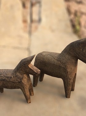中式装修石雕复古风客厅玄关创意仿古汉唐石马家居手工艺礼品摆饰