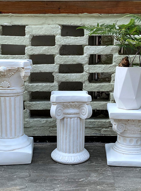 欧式白色罗马柱摆件底座大花盆婚庆道具庭院花园装饰花架阳台路引