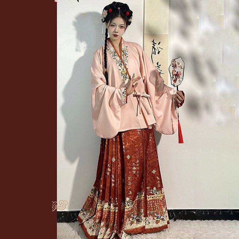 墨子研汉服女【水调歌头】明制对穿交领马面裙套装2023新款秋冬季,淘宝优惠券,粉丝福利购,淘宝优惠卷