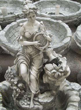 欧式人物雕塑摆设庭院玻璃钢落地流水鱼池喷泉装饰祝福摆件工艺品