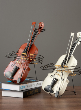 复古怀旧小提琴乐器摆件欧式创意家居吉他书架酒柜客厅桌面饰品