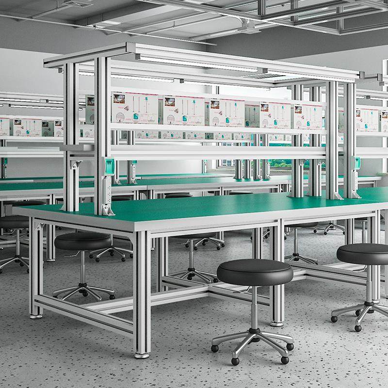 铝合金防静电工作台铝型材带灯车间生产线桌子检验台操作台打包桌,淘宝优惠券,粉丝福利购,淘宝优惠卷