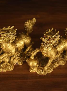 厂戏珠麒麟人双人送子护宝麒麟一对摆件卧室客单ZSW厅家办公室