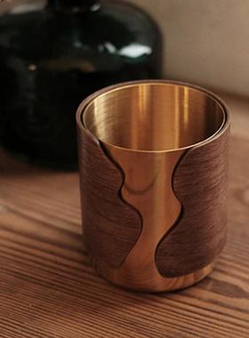 约代创意属笔筒客厅现办公书房简置RTS金物盒笔筒收纳摆件软装饰