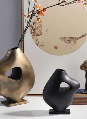 XAD现复古轻奢不规抽象花器则摆件样板间酒店客厅书房装家居代软