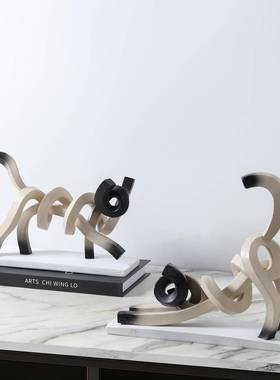 脂抽象扭曲无线条房伸展趣味猫咪摆件家居样板间玄装关儿童树软饰