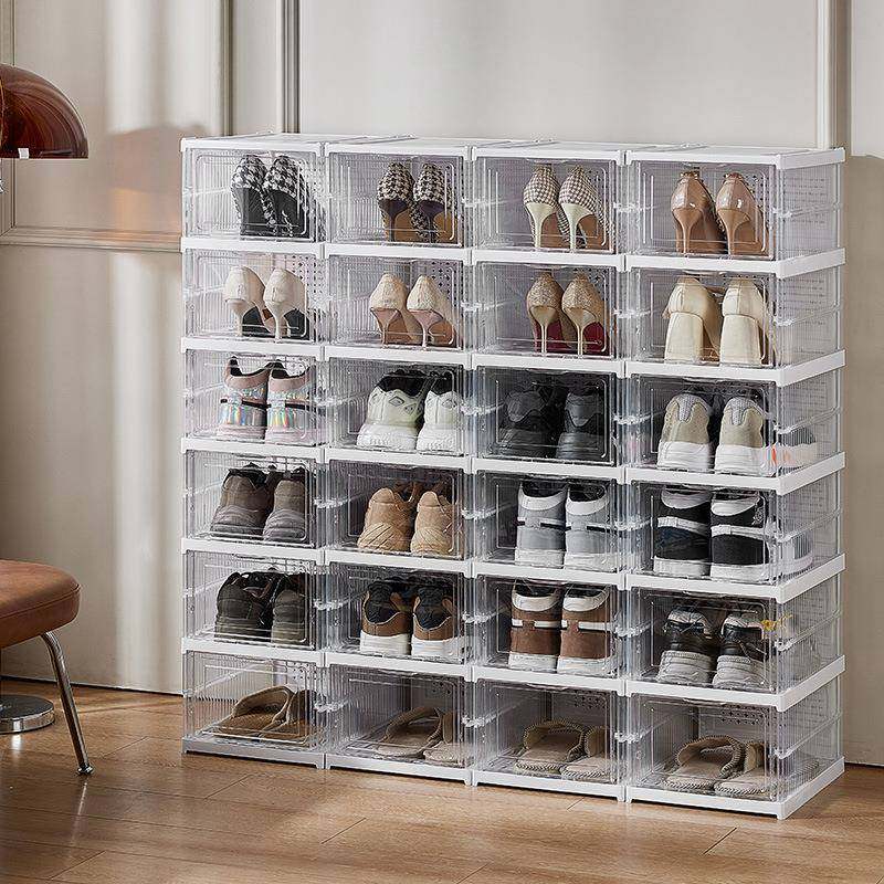 免安装鞋盒体式可折叠鞋柜透明鞋一架收纳盒折印鞋盒加l叠透明PP,淘宝优惠券,粉丝福利购,淘宝优惠卷