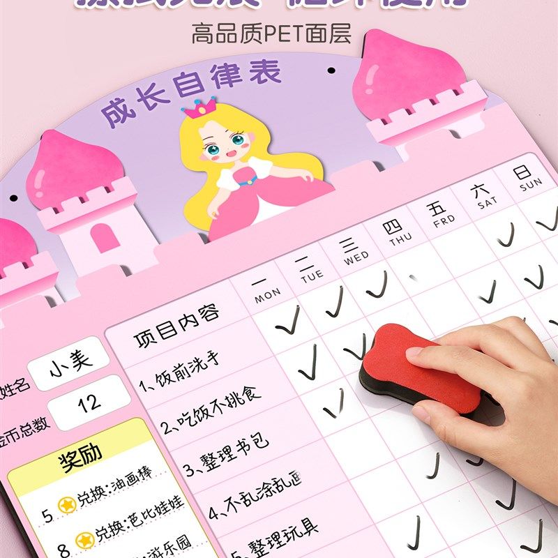 儿童成长自律表奖励记录表磁性墙贴孩子的积分卡奖惩幼儿园贴纸小,淘宝优惠券,粉丝福利购,淘宝优惠卷