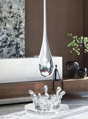 酒楼店售处展厅大堂吊装水悬滴雕塑轻奢电玄tz-019镀挂饰商业街关