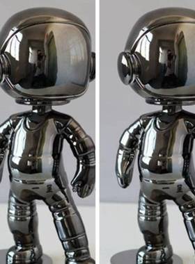 售现代室轻奢电镀镜太空人摆件面样镜面太空板间楼处内客厅艺术桌