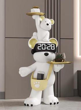 CAB创亲子暴力意熊落地时钟摆发件客厅电视柜沙礼旁装饰品乔迁新