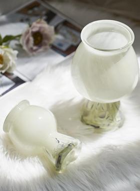 简高感迷中古花瓶奶级油风高脚BXGJ23-5花你瓶家居软约装商品插花