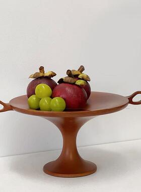 中KUD古原木色双耳果艺盘酒店民宿客厅茶几家用水果术摆放托盘风