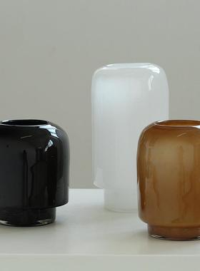 中白瓷琉璃筒古花宅瓶寂风手BX8-24-0直工磁粉黑色厚底干花样板房