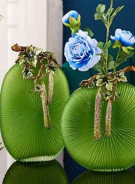 珐琅彩玻璃花瓶客厅酒柜电视柜玄关别墅插花器艺术餐桌装饰品
