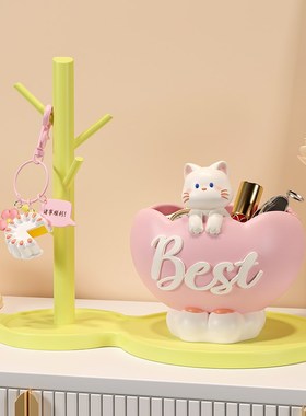 招财猫钥匙收纳玄关装饰品摆件家居入户门口鞋柜客厅乔迁新居礼品