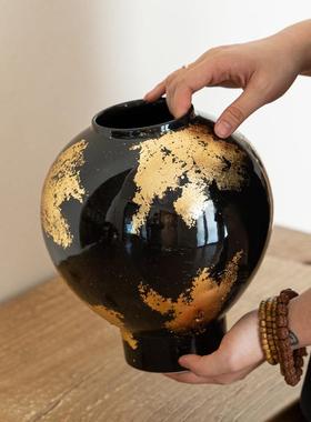 大匠十箔三法式中古手工金陶瓷复古陶罐大花瓶肚圆花器CTB-2511摆