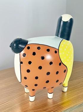 现代简极象彩色波点猫咪摆件样板间客抽电3852视柜软装饰品彩色厅