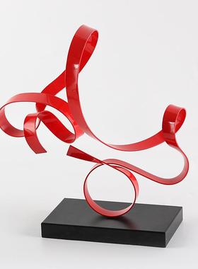 件绳现代抽象绕环何结几摆轻奢艺术混天绫飘带样板房售楼处装VIW