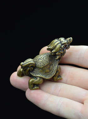 古铜器纳福瑞兽玄武龙龟复古铜摆件文镇书桌摆放神兽铜器文玩茶宠