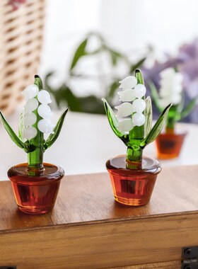 创意日式纯手工铃兰花玻璃多款花朵摆件桌面迷你家居橱柜装饰假花