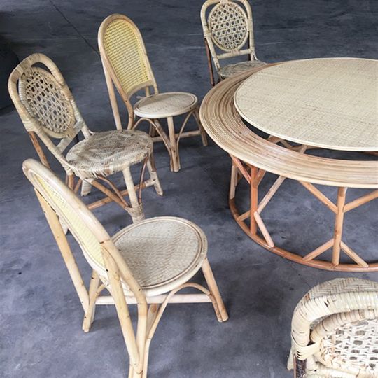 云南傣族纯手工藤蔑餐桌竹编饭桌傣味餐厅装饰阳台榻榻米茶几桌子