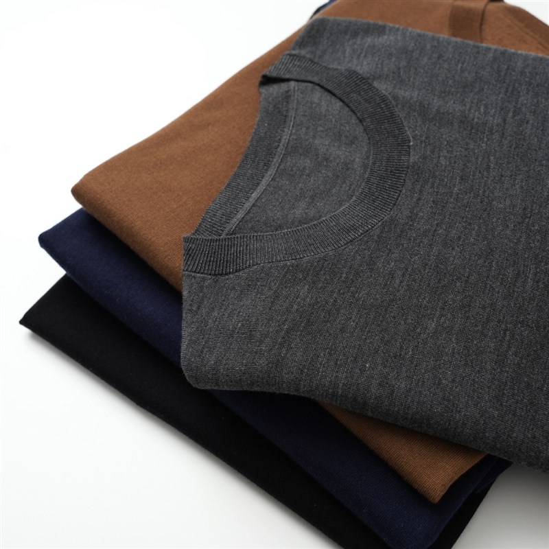 100支丝光精纺全羊毛 男士圆领短袖 休闲百搭T恤衫 春夏款 男装 - 图0