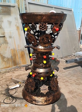 工业风复古齿轮模型酒吧台接待台铁艺创意落地摆件玄关装饰品定制