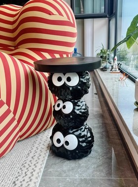 卡通煤球落地摆件客厅大型存钱罐床头置物架沙发茶几装饰乔迁礼物