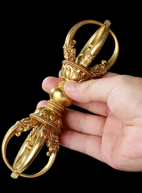 尼泊尔工艺纯铜金刚铃杵西藏铜铃铛金刚铃金刚杵摆件家用修行法器