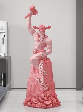 新中开式肌肉财神装爷桌面小FKD6383摆件前台收银办公桌创意饰台