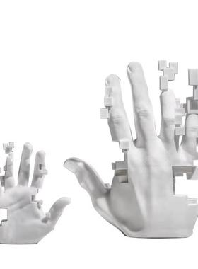 现代约树脂白色REH手摆简件样板房抽塑象雕展掌厅电视柜高级感装