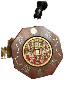 天然雷击木吊花坠枣木挂件镶嵌银钱饰011品先天卦八山鬼挂件平安