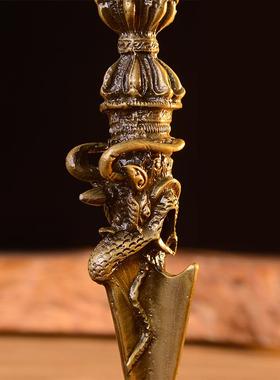 藏传秽迹刚杵大威德刚金普巴杵10000192金双层带橛底座