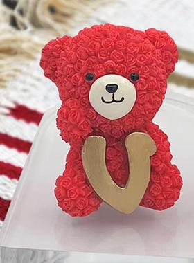 203新款情人节创摆件玫瑰熊LOVZY202301E意2礼物树脂艺家居装饰工