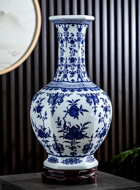 镇陶瓷花瓶客厅摆件大号仿古青花瓷瓶中式家居电视柜装饰花瓶