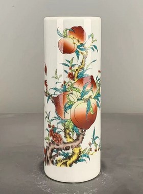 仿古大清乾隆年制粉彩花鸟笔筒 仿古瓷器仿古玩家装家居陶瓷摆件