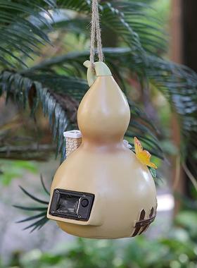 仿真墙挂葫芦屋摆件室外意庭树BS-079壁挂太阳能灯造景树脂创装饰