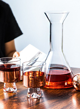 创意渐变玻璃醒酒器酒樽烟灰色醒酒器极简样板房摆件现代简约酒具