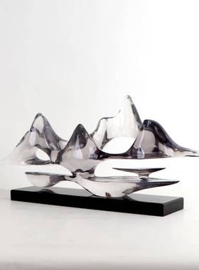 新MC-TY-41中摆件云雾海雕塑艺术品山书房公桌酒店大堂式样办板间