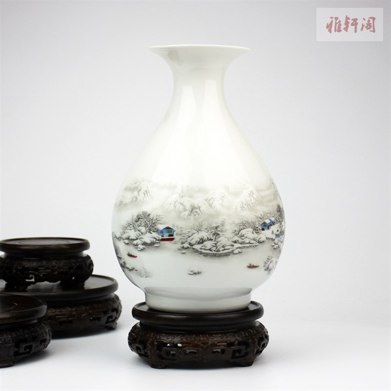 Black sandalwood round base vase flower bonsai base mahogany crafts ornaments antique base solid wood holder