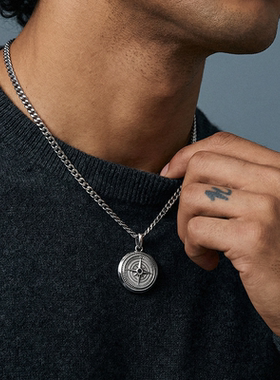 Zippo/之宝心动罗盘钛钢项链男士欧美指南针吊坠百搭高级感礼物