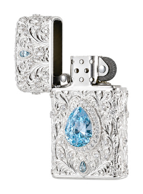 Zippo/之宝蓝眼泪爆闪轻奢小众蓝色宝石高级感防风纪念日送男友
