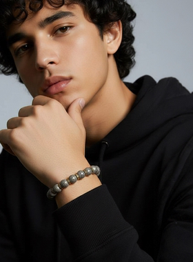 万象赤铁矿钛钢手链男士