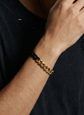 Zippo/之宝黑金古巴手链男士小众设计个性高级简约百搭礼物