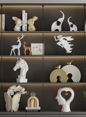 高档装饰办公室书房酒柜装摆饰客厅高端大气件展示架术电视柜艺雕