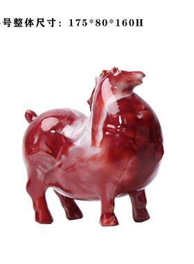 创意现古代新中红色树脂象唐马摆件书房博架茶室样板房装式饰1066